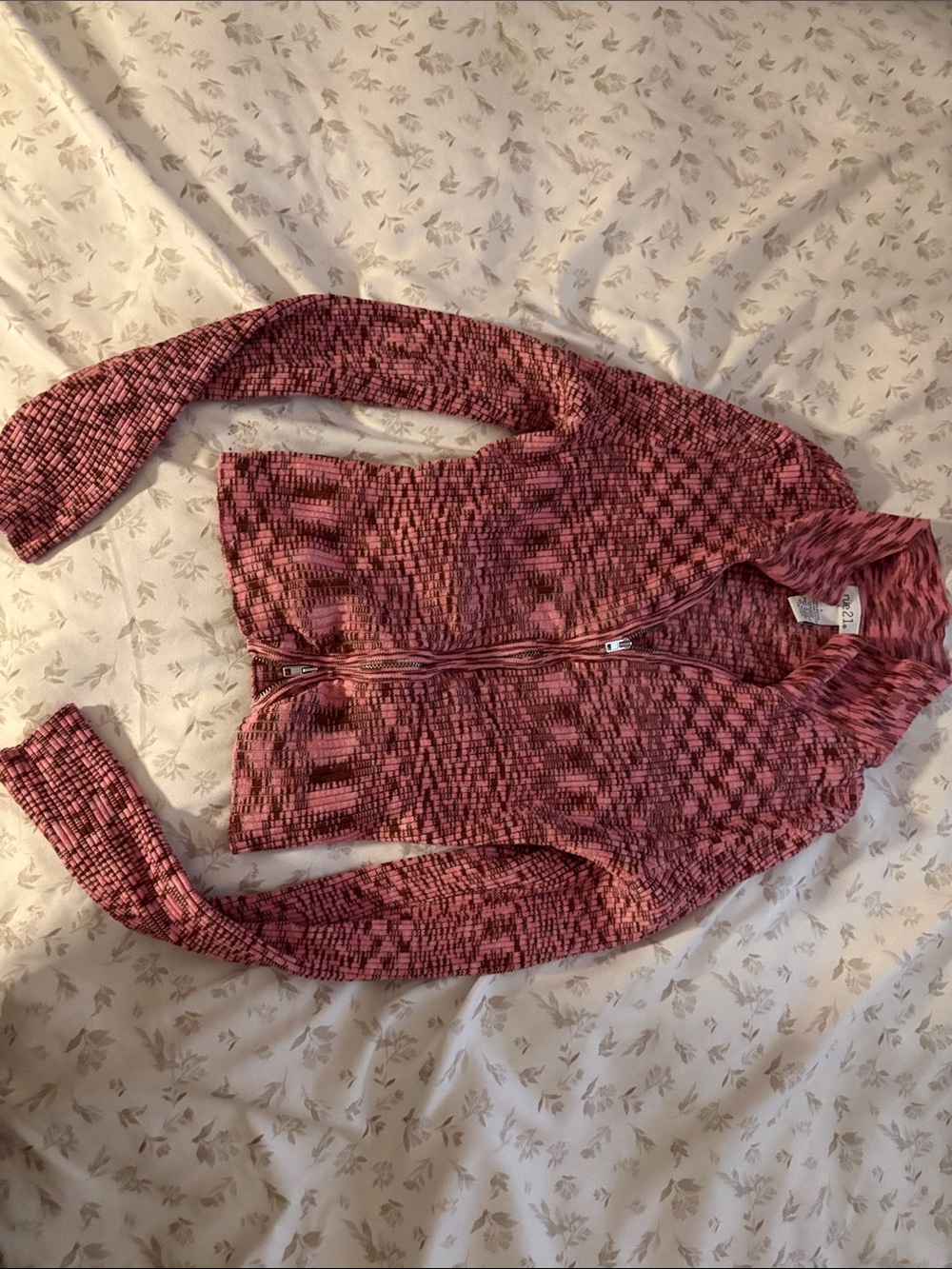 Rue21 Pink Marled Zip-Up Cardigan Jacket